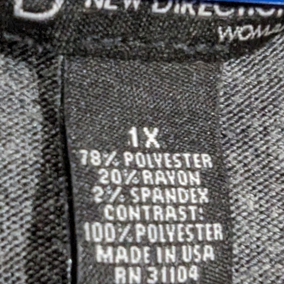 NEW DIRECTIONS WOMAN 1X GRAY W/FAUX LEATHER ON SLEEVES & SIDES PRE-LOVED SM HOLE - Picture 7 of 9